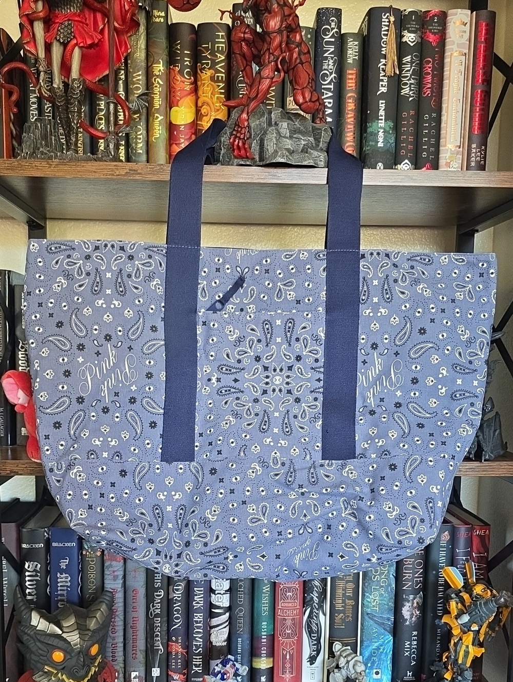 PINK Victoria's Secret Reversible Blue Bandana/Navy Print Tote Bag